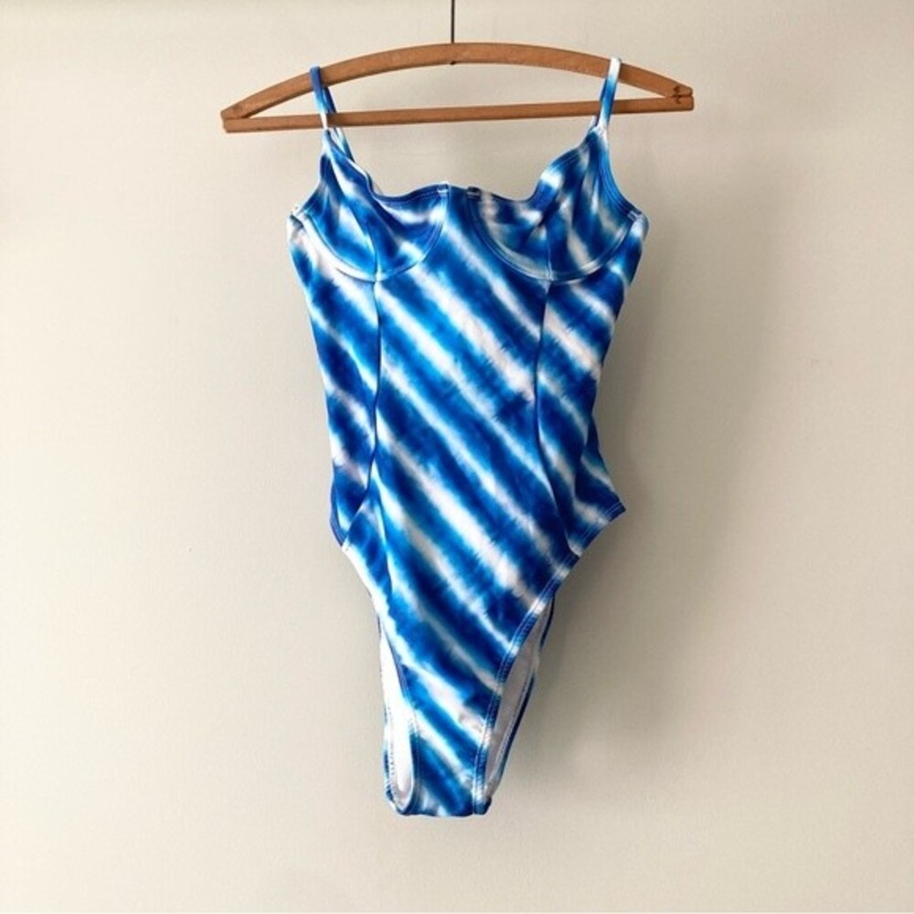 Onia Blue Chelsea Striped Tie Dye One-piece Bathing Suit S